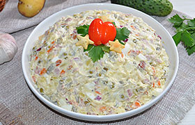 Оливье с копченым мясом
