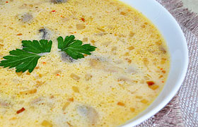 Сырный суп с грибами