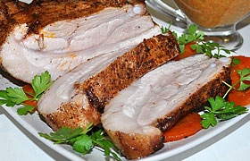 Свиная грудинка, запеченная с пивом