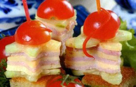 Канапе с ветчиной и сыром