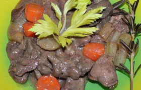 Рагу из куриных сердечек и печени