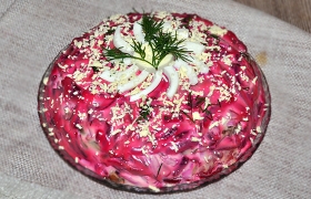 Селедка под шубой с грибами
