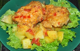 Куриные бедрышки в соусе карри