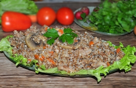 Плов с гречкой и грибами