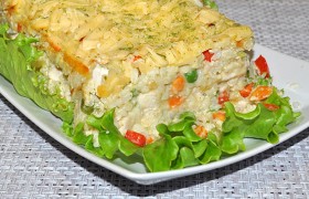 Запеканка из куриной грудки с овощами и рисом